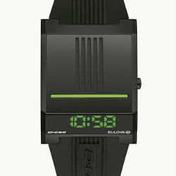 Bulova Computron Special Edition D-Cave  LED Green Accent 98C141 Men's Watch EUC