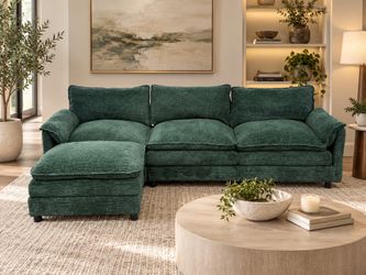 Green Reversible L Chaise Cloud Couch Sectional [FREE Delivery]