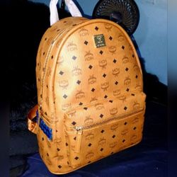 MCM Large Backpack The Color Is Cognac And This Is The Stark Studded In Visetos 