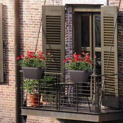 E244 $70 19.6 in. Coffee Plastic Rattan Pattern Balcony Railing Planter Box (4-Pack)