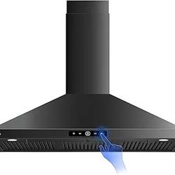 Wall Mount Range Hood 30 inch, 580 CFM Kitchen Vent Hood, Ducted/Ductless Convertible with Touch Control, Stainless Steel Stove Vent Hood, Easy Clean 