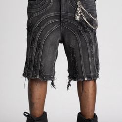 Guapi Obsidian Black Convertible Denim Leather Jeans Size 32