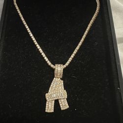 14k Gold Diamond Tennis Necklace With Pendant *NOT LAB GROWN*