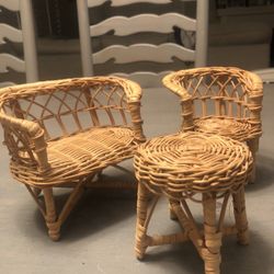 Mcm Doll Wicker Set/ Or Small Plant Stands