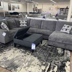 New Large Gray Sectional Sofa Couch *Ottoman Sold Separately*