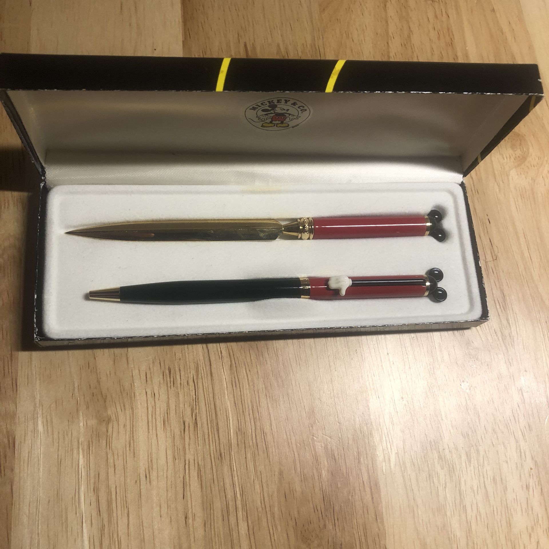 Vintage Disney Mickey Mouse Colibri Pen And Letter Opener Set