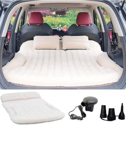 KMZ SUV Air Mattress Thickened and Double-Sided Flocking Travel Camping Bed with 2 Pillows & Electric Pump Dedicated Mobile Cushion Inflatable Bed for