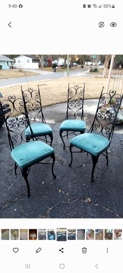 Mid-century metal chairs with original cushions
