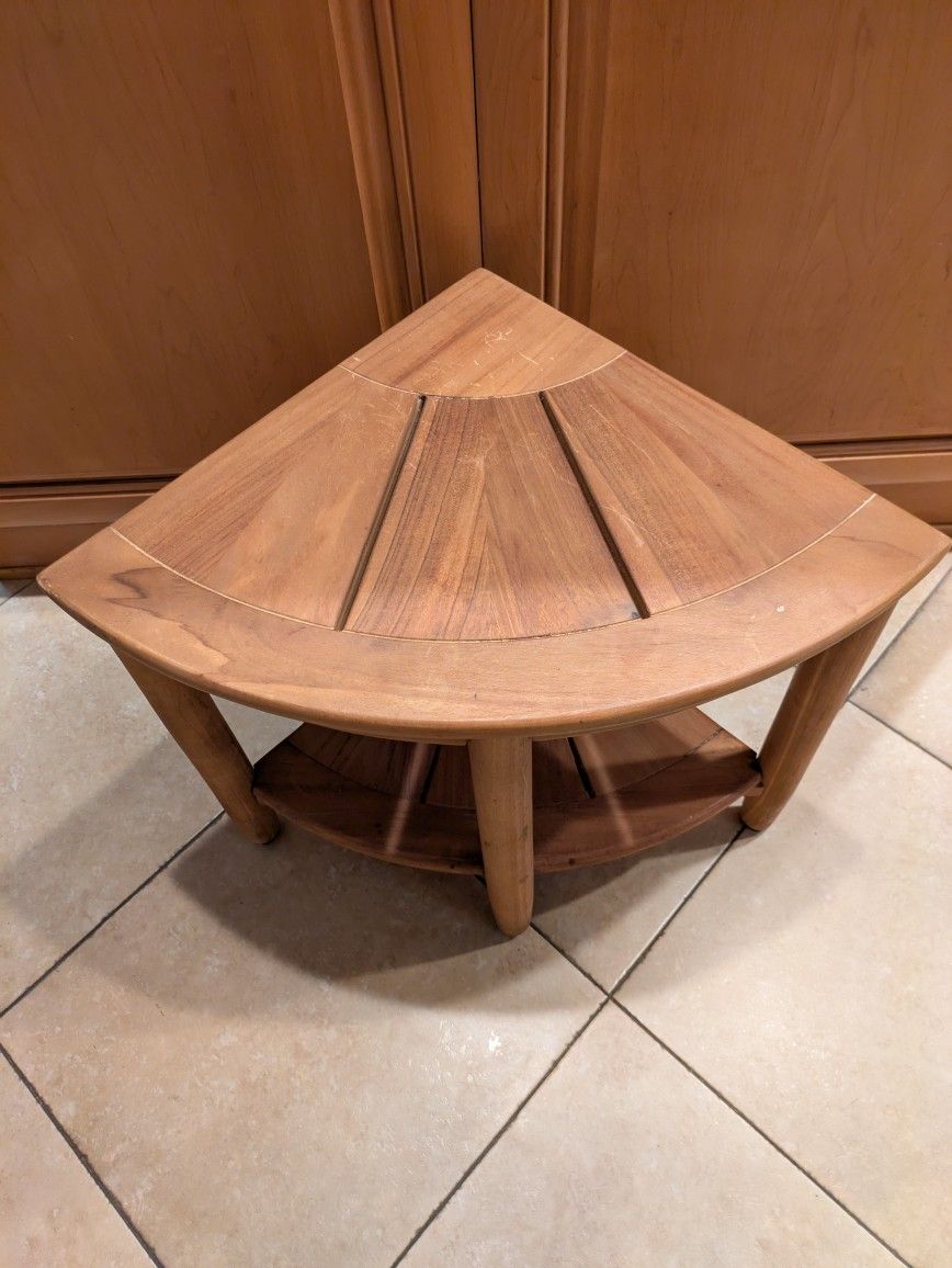 "NEW" Solid Teak Corner Shelf / Bench "Great Piece"