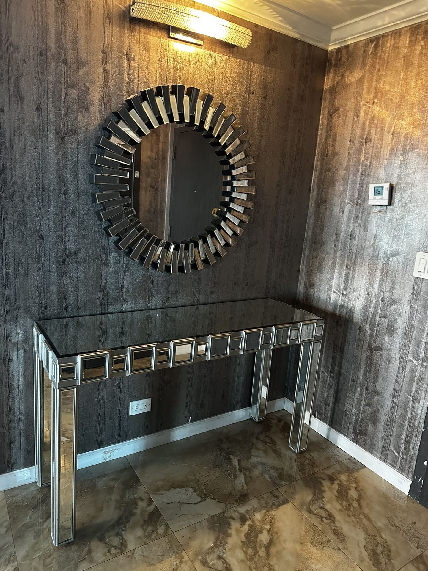 Glass Mirrored Console Table With Mirror