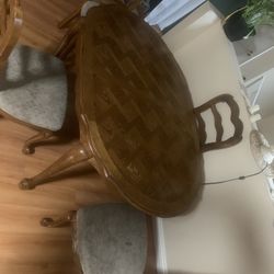 Wood Dining Table And Four Chairs