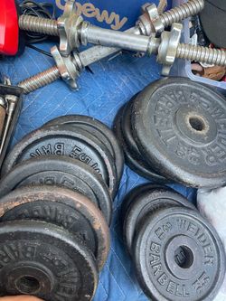4-10s,5s,4-3s LB Weider Barbell Weight Plates and Dumbbell Bars