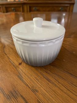White and Grey Ombre Ribbed Ceramic Trinket Dish or Bowl