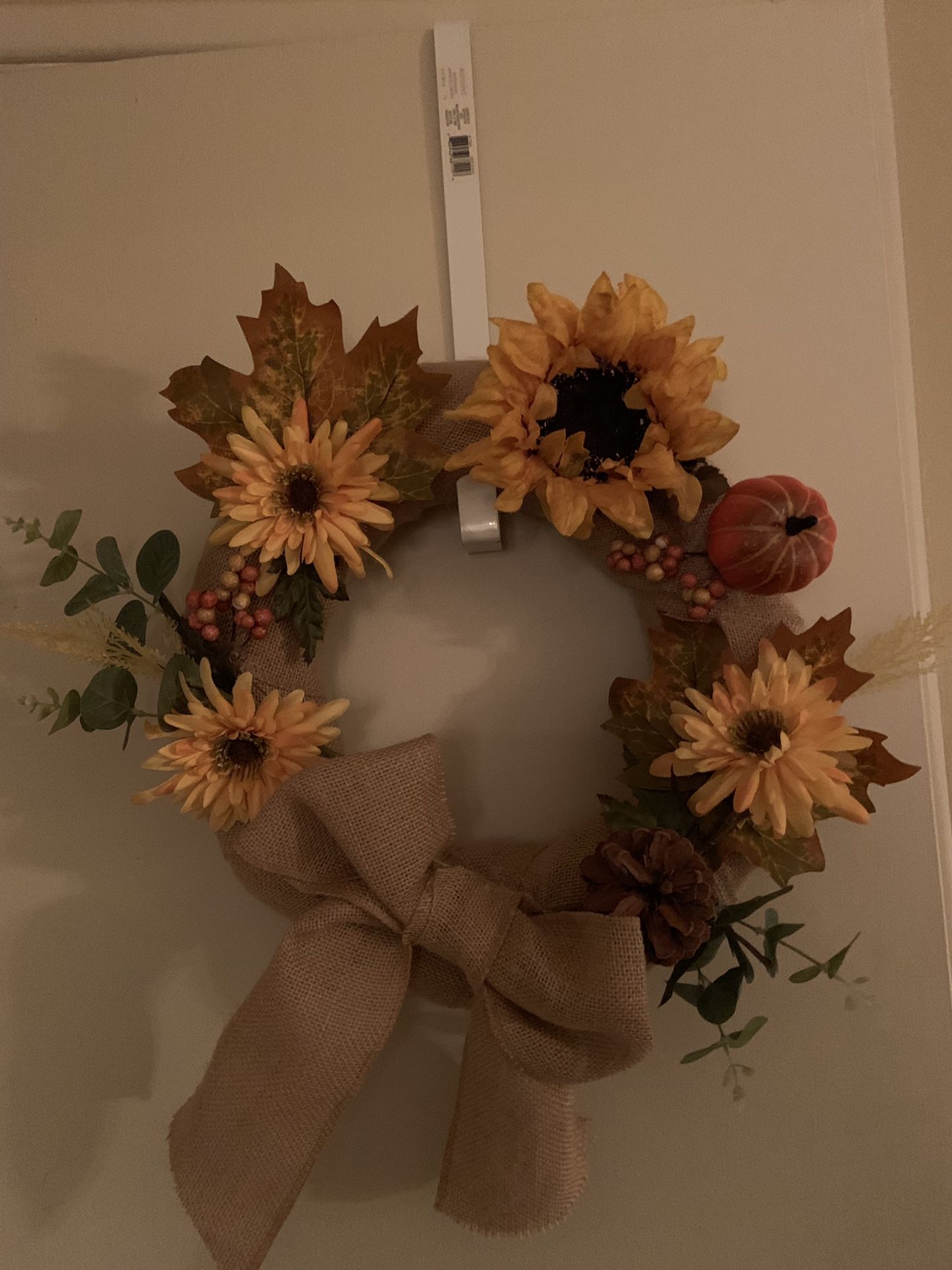 Rustic Fall wreath with sunflowers and burlap- hand made