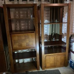 Set of 2 vintage Entertainment Center Shelves Cabinet 73” Tall