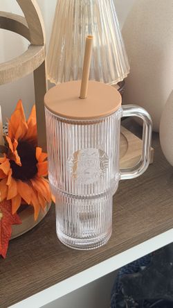 Starbucks Clear Ribbed Tumbler Cold Cup with Handle & Straw
