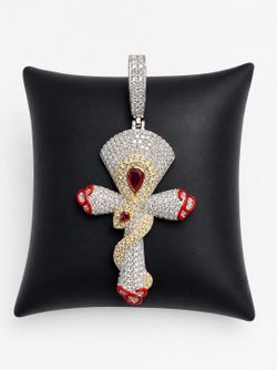 925 Sterling Silver 3.50CT MOISSANITE Serpent Cross Men’s Pendant