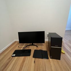 PC + Wide Monitor + Keyboard 