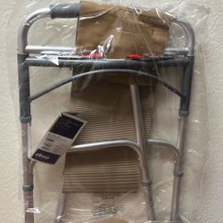 Deluxe Folding Walker Two Button With 5” Wheels