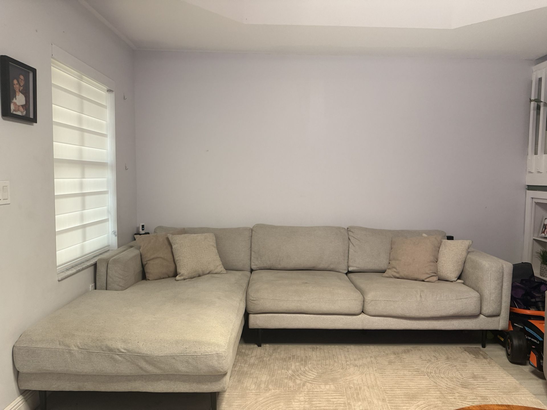 Chenille Sectional With Washable Cushions 
