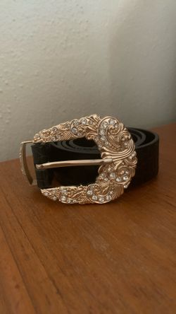 Women’s , Black Belt Gold Buckle 