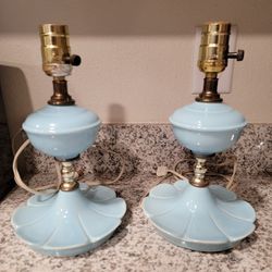 Vintage MCM Boudoir Nightstand Lamps Pair