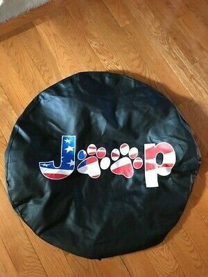 Red White And Blue Paw Print Tire Cover For Jeep Wrangler JL 2018-2021 Sport And Sahara