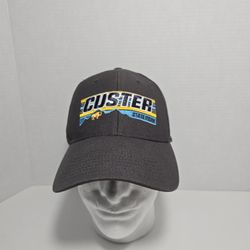 Custer State Park Adjustable Hat South Dakota Ouray Cap Gray Yellow/Blue Graphic