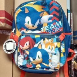 Sonic The Hedgehog Backpack with detachable Lunchbag 