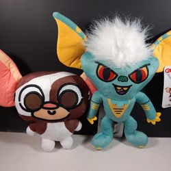 Warner Bros Gremlins 7” Set of 2 Stuffed Animal Gizmo & Stripe Plush Dolls New