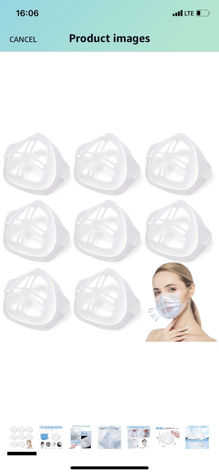 8Pcs 3D Mask Bracket Comfortable Breathing Protect Lipstick Washable Reusable, Inner Cool Support Face Frame Keep Fabric off Mouth to Create More Bre
