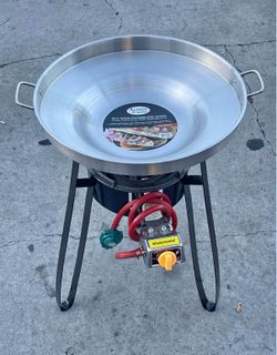 Stainless Steel Comal with propane Burner and Stand