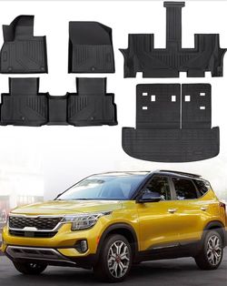 Floor Mats for 2020-2025 Kia Telluride (7 Seat) - All Weather Anti-Slip Custom for Floor Mats & Cargo Mat with Backrest Mats, for Kia Telluride Access
