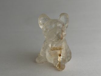 FRENCHIE LOVERS!!! Clear Quartz French Bulldog Carving