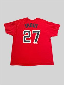 Anaheim Angels Mike Trout vintage majestic red jersey style T shirt Size 2XL