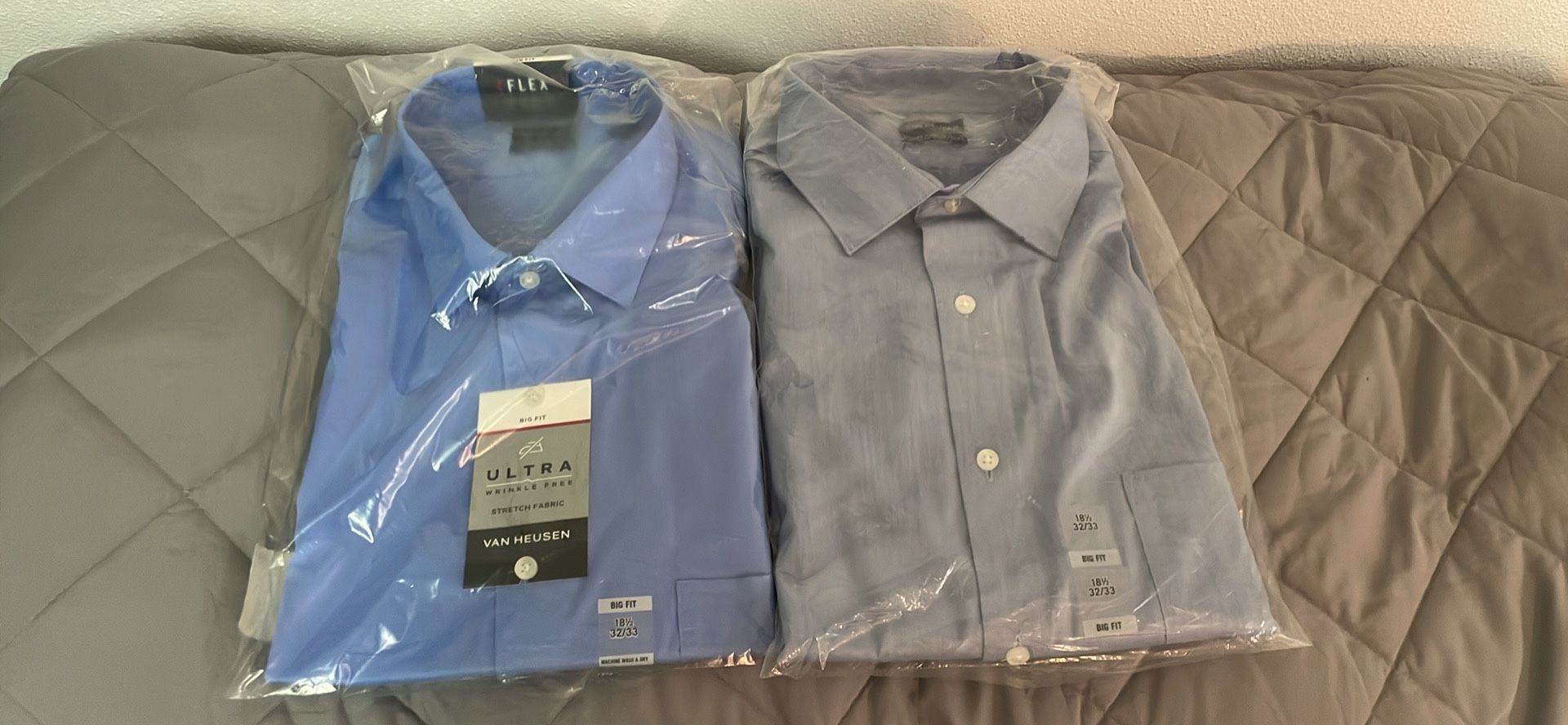 New Van Heusen Big Fit 18.5 Ultra Winkle Free 2 shirts both blue