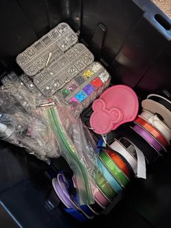 Big box of craft supplies and stickers !