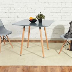 Homy Casa Rookie Modern Dining Table with Rubberwood Legs Grey Square