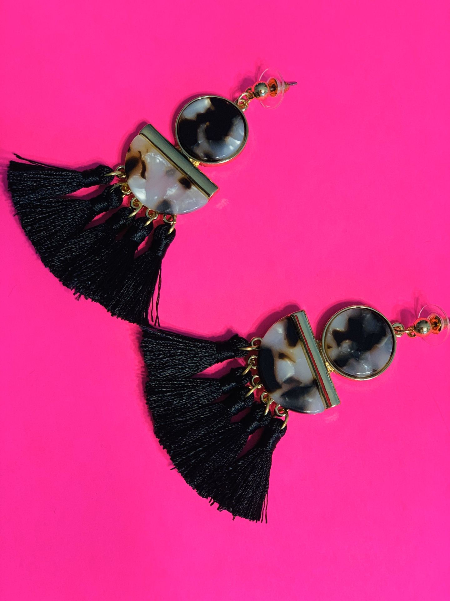 Black fringe w/a hint of leopard earrings.