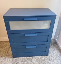 Modern (Gorgeous) Blue 3-Drawer Accent Chest with Glass Detail