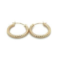 14kt Gold Ribbed Hollow Hoop Earrings 2x16mm 0.70grams 154127 1