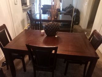 Dining table and chairs.