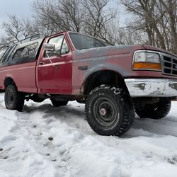 1993 Red Ford F-250 XL - Regular Cab 8 FT Long Bed 4x4 Manual Transmission 351 5.8L V8