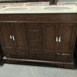 B2433- 48” Compact Double Sink Bowl Vanity Bathroom Cabinet 