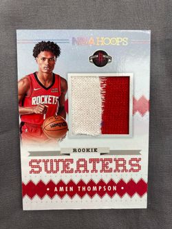 2023-24 NBA Hoops Amen Thompson Rookie Sweaters Patch Relic Card RSW-AMT