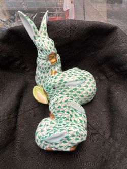 Herend Hvngary Green fishnet figurines vintage collectibles