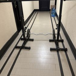 Squat Rack With 6” Olympic Barbell And 2 Rubber Coated (25 lbs) Olympic Weight Plates