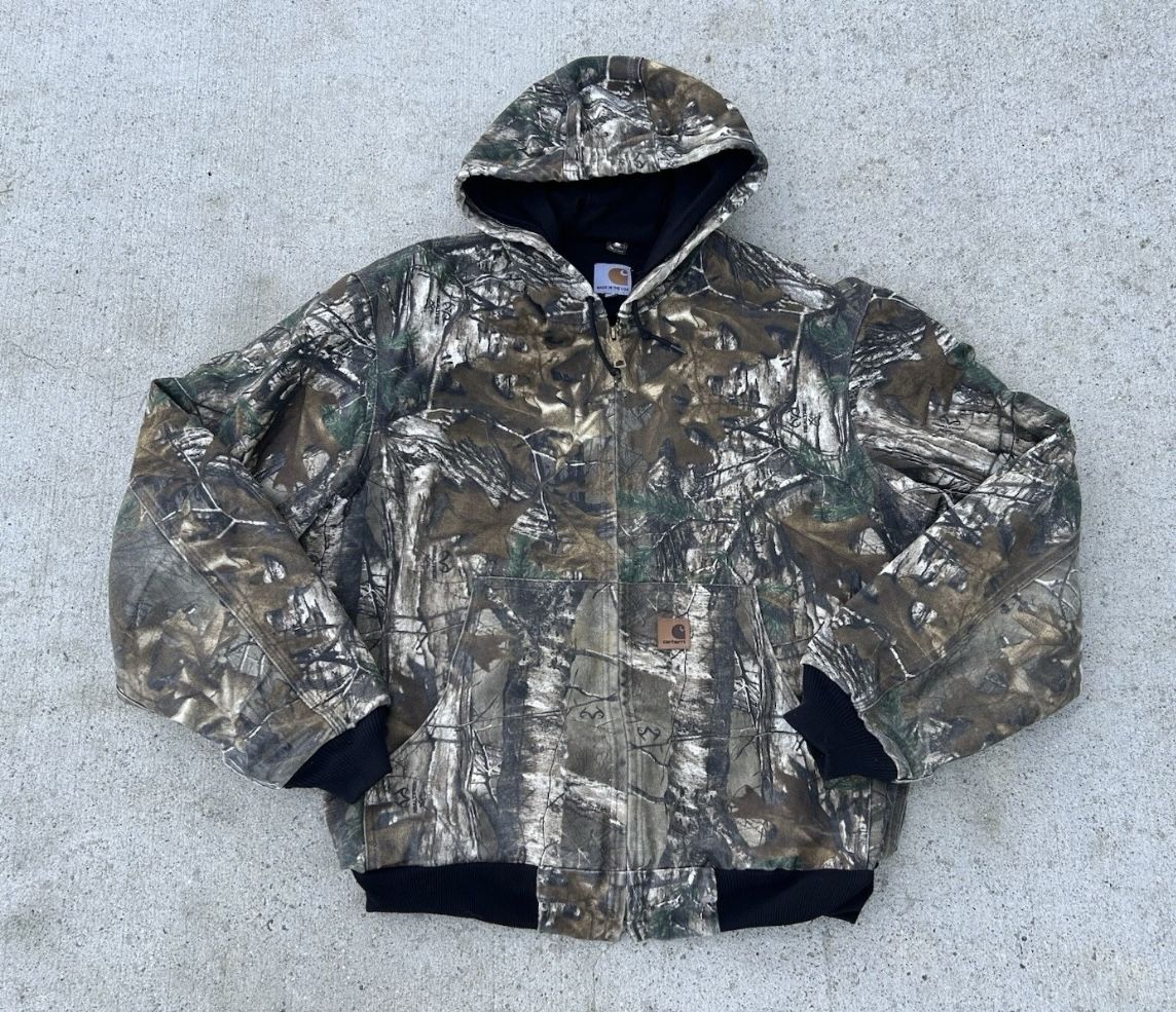 Carhartt Hooded Jacket Active Canvas J220 977 Realtree Camo USA Mens Large