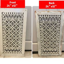 Vintage Reggio Register 24”x12” Decorative Cast Metal Vent Cover – White Finish