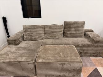 Large Modular U-Shaped Sectional Sofa + Ottoman – Super Comfortable